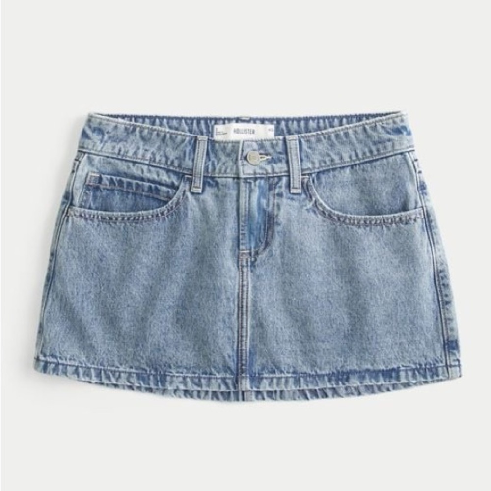 Hollister Low-Rise Light Wash Denim Mini Skort | Size 14 | NWT